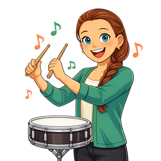 Alexis playing the snare drum