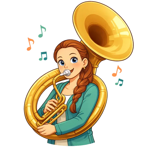 Alexis playing sousaphone
