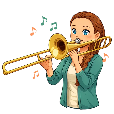 Alexis playing the trombone