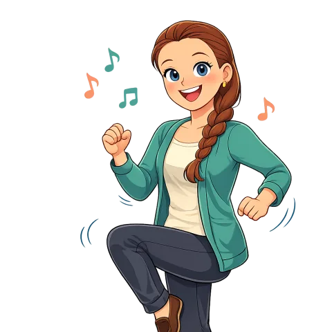 Cartoon Alexis moving to a steady beat
